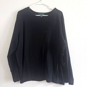 Lauren Ralph Lauren Women's Plus 100% Cotton Black Long Sleeve 3X